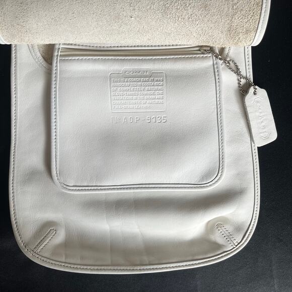 Coach Vintage White Leather Messenger Shoulder Bag NAOP-9135 Full Grain Leather - Picture 10 of 10